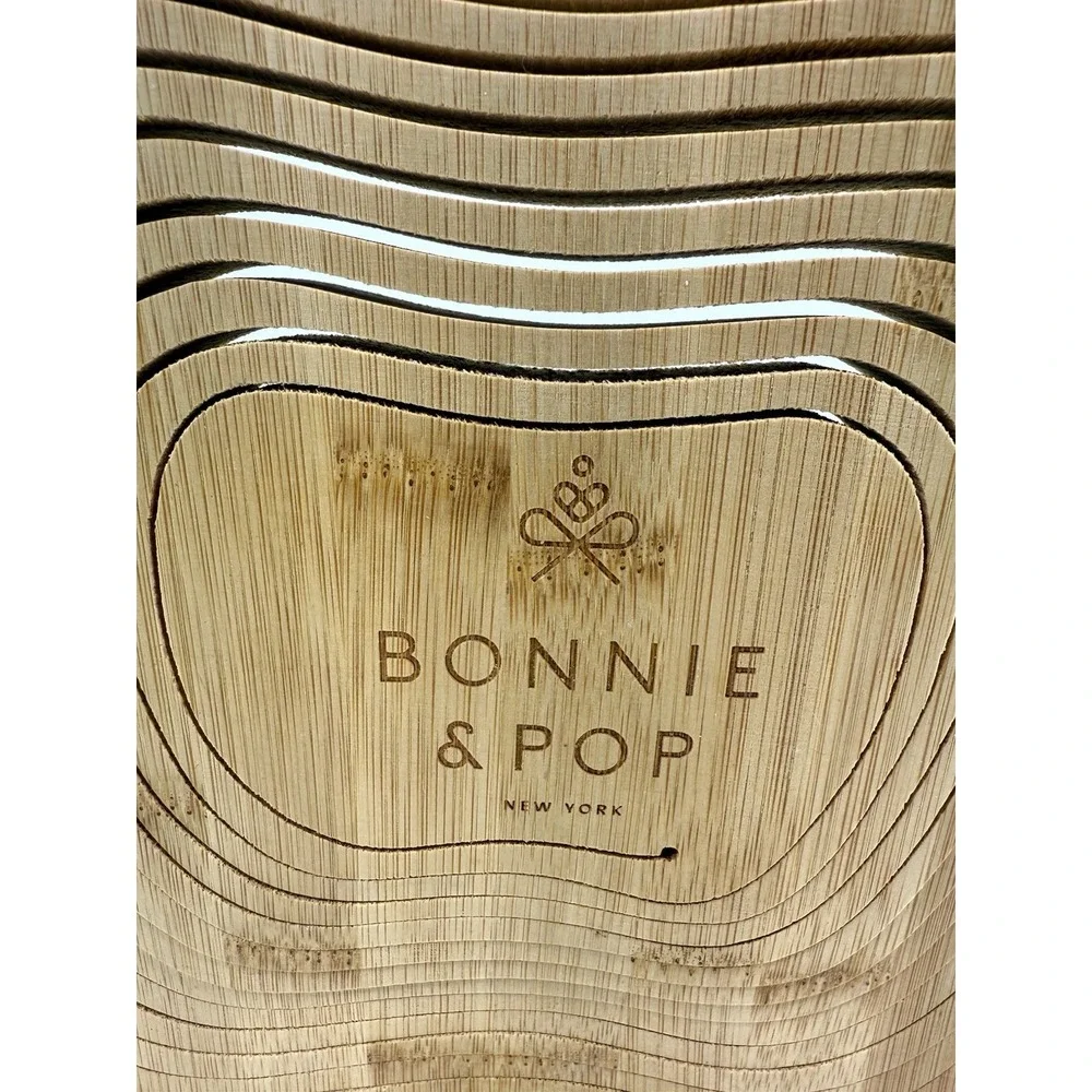 Bonnie & Pop Bamboo Apple Shaped Folding Basket Trivet Cutting Board NWOT Unused